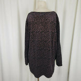 Elementz Stretch Jersey Knit Floral Metallic Top Shirt Tunic Blouse Womens 3X