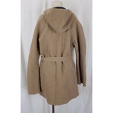Gap Hooded Felted Wool Belted Tie Wrap Sweater Jacket Womens S Swing Oatmeal Tan