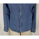Billy Jeans Herringbone Denim Blue Jean Jacket Womens M Zip Up Indian Chief Logo