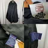 Vintage Workers For Freedom London Black Leather Double Breasted Coat Womens 16
