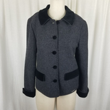 Geiger Collections Austria Boiled Wool Velvet Trim Jacket Blazer Womens 36 M L