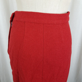 Vintage Handmade Red Winter Wool Short Skirt Womens S 50s 60s 70s Geek Chic