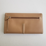 Vintage Liz Claiborne Leather Tri-Fold Wallet Clutch Credit Cards Coins Tan