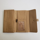 Vintage Liz Claiborne Leather Tri-Fold Wallet Clutch Credit Cards Coins Tan