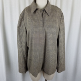 Jones New York Country Plaid Silk Wool Jacket Womens 18 Zip Up Placket Front 80s