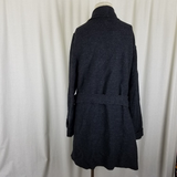 Vintage LL BEAN Oversized Lapel 100% Wool Wrap Coat Jacket Womens L XL Shawl Tie
