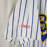 Vintage Milwaukee Brewers Rawlings Pinstriped Baseball Jersey Mens XL USA 50/50