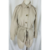Gap Cotton Canvas Belted Tie Sash Short Trench Coat Jacket Womens XS Tan Button