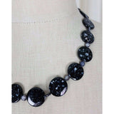 Speckled Black Glass Flat Circles Beads BEADED NECKLACE Contemporary Statement