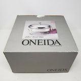 Oneida 2qt Silver Plate Juilliard Covered Round Baker With Ovenware Glass Liner