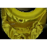 Yellow Floral Silk Sea Shells Wooden Handles Handbag Bag Clutch Purse Flowers