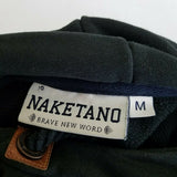 Naketano Hooded Pullover Sweatshirt Hoodie Womens M Melange Patches Cowl Neck