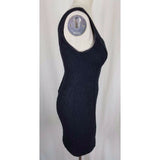 Vintage Nu Oz Bodycon Stretch Boiled Wool Look Little Black Dress Womens S USA