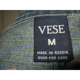 Vese Stretch Blue Jean Denim Blazer Style Jacket Womens M Faded Distressed 90s