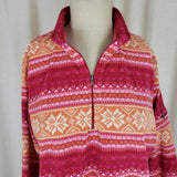 LL Bean Fleece 1/4 Zip Up Nordic Snowflake Lightweight Shirt Jacket Womens L XL