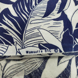 Vintage Wamsutta OTC Hibiscus Blue Hawaiian Print Fabric 3.5 Yards Material Navy