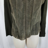 Coldwater Creek Wool Sweater Knit Sleeves Leather Jacket Shacket Womens 6P Zip