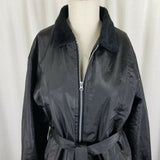 Original Supreme Quality PVC Vegan Faux Fur Collar Belted Tie Jacket Womens L