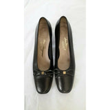 Salvatore Ferragamo Boutique Snake Skin Look Bow Low Heel Black Italy Womens 6