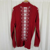 Eddie Bauer Nordic Snowflake Full Zip Knit Sweater Jacket Mens XLT Christmas Red