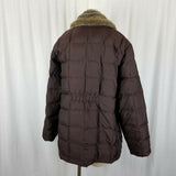 LL Bean Brown Faux Fur Collar Goose Down Quilted Puffer Jacket Parka Womens XL