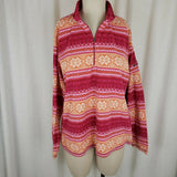 LL Bean Fleece 1/4 Zip Up Nordic Snowflake Lightweight Shirt Jacket Womens L XL