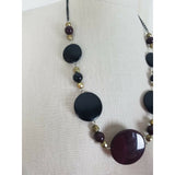 Glass Circles Flat Beads BEADED NECKLACE Contemporary Statement Piece Burgundy