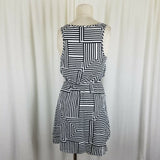 Forever 21 Black & White Abstract Blouson Dress Womens S Psychedelic Patchwork