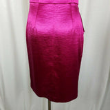 Anne Klein Drape Dress Satin Wiggle Plunge Faux Wrap Look Womens 6 Metallic Pink