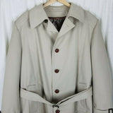 John Weitz by Casualcraft Insulated Belted Trench Coat Mens 46R Faux Fur Liner