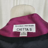 Chetta B. Wool Silk Fuchsia Metallic Tie Waist Jacket Blazer Shimmer Womens 10