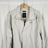 Nautica Cotton Quilted Fleece Lined Bomber Parka Jacket Mens XXL Zip Up Ivory