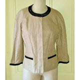 Sara Campbell Woven Silk Crochet Collarless Cropped Blazer Jacket Womens 8 USA