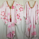 Furisode Kimono Japanese Vintage Geisha Dress Wedding Embroidered Pink Womens XS