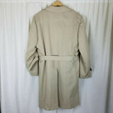 John Weitz by Casualcraft Insulated Belted Trench Coat Mens 46R Faux Fur Liner