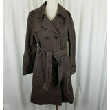 Gap Canvas Belted Tie Sash Midi Trench Coat Peacoat Womens L Chocolate Brown