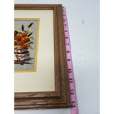 Southwestern Wood Framed Needlepoint 3D Raised Picture Native Artwork 13x11 Mat