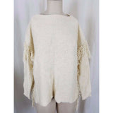 LRL Ralph Lauren Fringed Woven Knit Boho Hippie Boat Neck Sweater Womens PXS PS