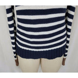 Banana Republic Nautical Striped Navy Blue White Metallic Knit Sweater Womens S