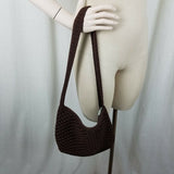 The Original Sak Chocolate Brown Crochet Zip Shoulder Handbag Bag Purse Knit