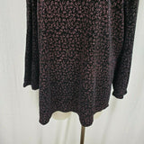 Elementz Stretch Jersey Knit Floral Metallic Top Shirt Tunic Blouse Womens 3X