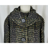 Vintage 50s Union Made Plaid Jackie O Mod MCM Woven Wool Peacoat Coat Womens L