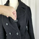 Gap Virgin Wool Double Breasted Navy Peacoat Jacket Short Coat Womens M Black