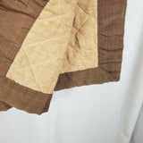 Vintage Quilted Microfiber Contrast Trim Throw Blanket 55x78 70's Brown Twin
