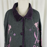 Mix Nouveau Knit Long Cardigan Sweater Coat Womens 20W Plus Coatigan Velvet Trim