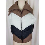 Monika Tilley Profile Down Vest Mens S Chevron Stripe Zip Up Puffer Colorblock