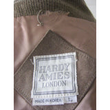 Hardy Amies London Leather Cafe Clicker Bomber Jacket Mens L Vintage Knit Trim
