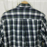 LL Bean Tartan Plaid Flannel Button Up Long Sleeve Camp Shirt Mens M Blue Yellow