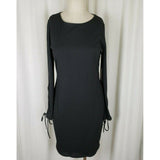 Vince Camuto Black Ribbed Grommets Lace Up Sleeves Sheath Mini Dress Womens S