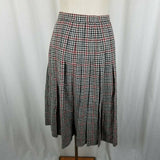 John Meyer Wool Checked Plaid Pleated Pinned Wrap Kilt Skirt Womens 10 Vintage